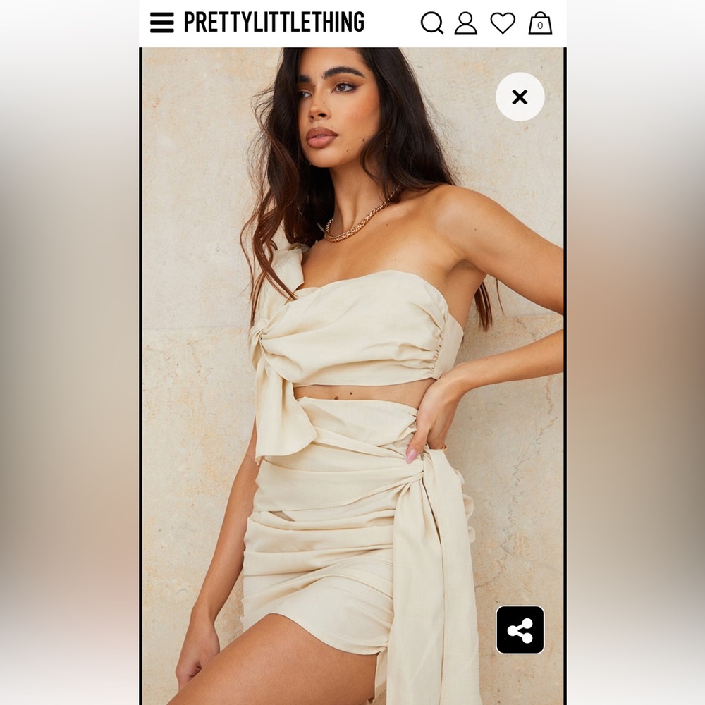 Cream One Shoulder Cut Out Tie Detail Bodycon Dress